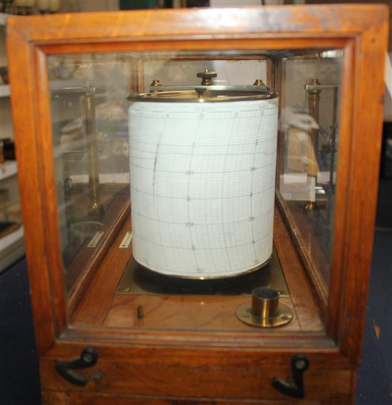 An oak case Negretti and Zambra barograph, 16in.